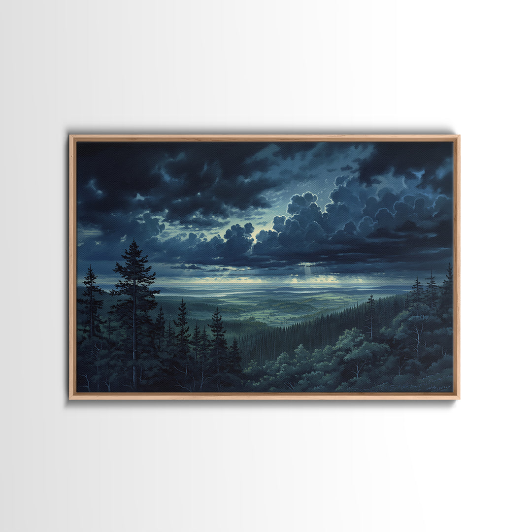 Moody Forest Clearing Canvas Print, General Fine Art, Wall Hanging, Living Room Decor, Oil Painting, Statement Artwork, GEN-3x2-12