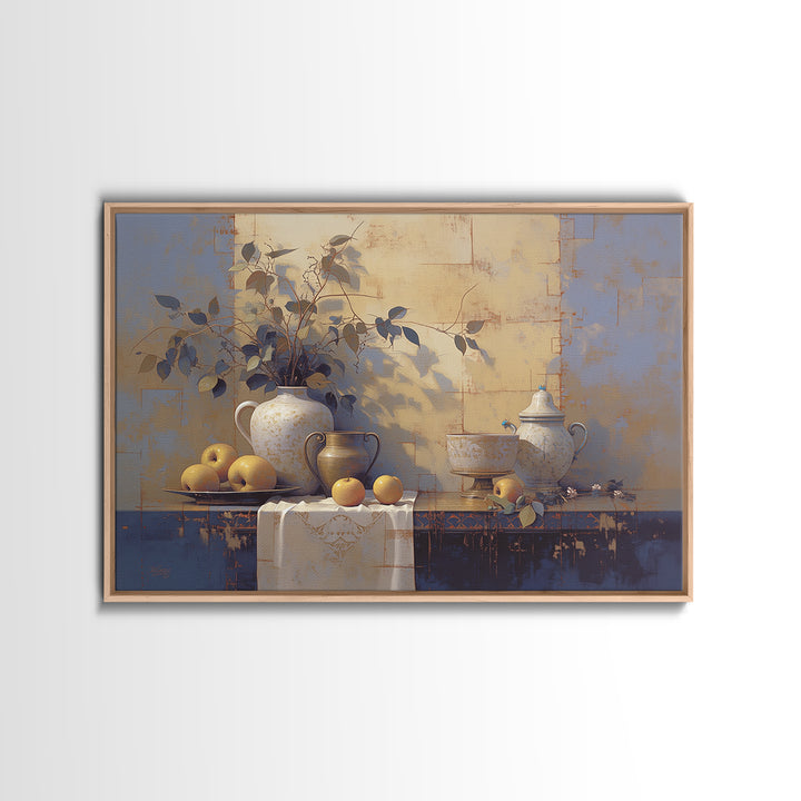 Simple Still Life of Fruit and Linen Canvas Print, General Fine Art, Digital Print, Living Room Decor, Abstract Art, GEN-3x2-44