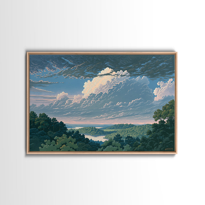 Romantic Cloudscape with Blush and Cream Tones Canvas Print, General Fine Art, Large Wall Art, Living Room Decor, GEN-3x2-46