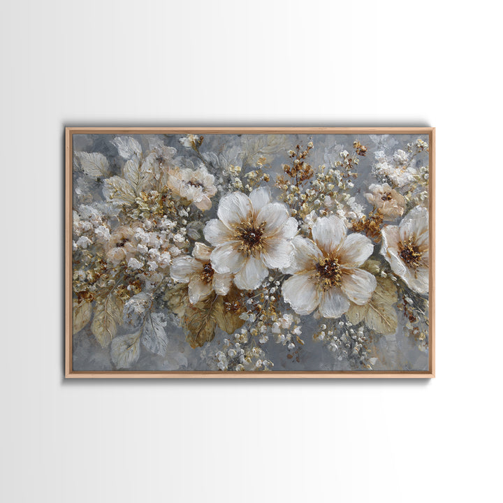 Botanical Silhouette Series Canvas Print, General Fine Art, Neutral Decor, Living Room Decor, Oil Painting, Home Decor, GEN-3x2-49