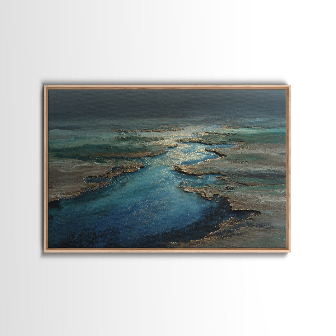 Quiet Abstract River Shape Canvas Print, General Fine Art, Canvas Wall Art, Living Room Decor, Fine Art, Textured Painting, GEN-3x2-52