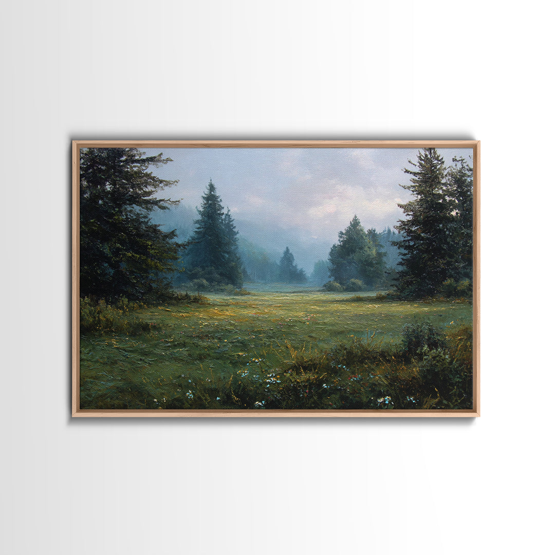 Sunlit Meadow with Loose Impressionist Brushwork Canvas Print, General Fine Art, Digital Wall Art, Living Room Decor, Fine Art, GEN-3x2-66