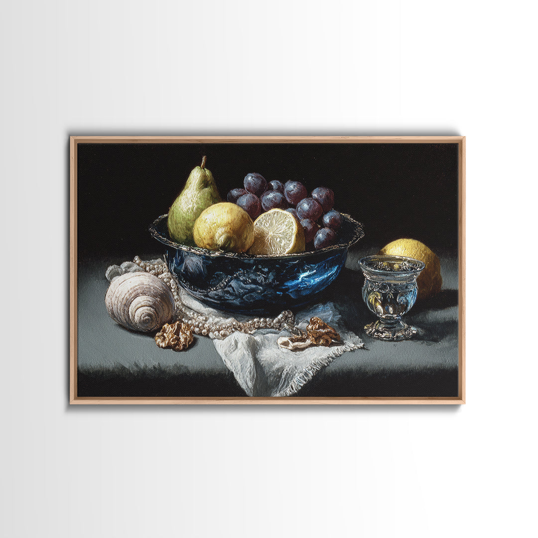 Simple Still Life of Fruit and Linen Canvas Print, General Fine Art, Minimalist Decor, Living Room Decor, Fine Art, GEN-3x2-68