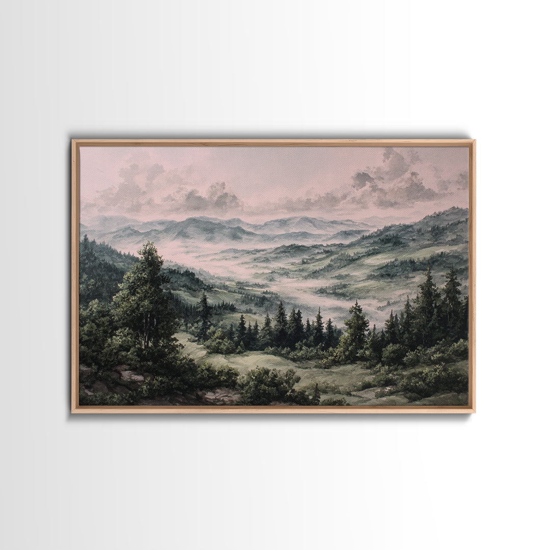 Elegant Ink Wash Landscape Canvas Print, General Fine Art, Contemporary Art, Living Room Decor, Fine Art, Digital Art, GEN-3x2-72