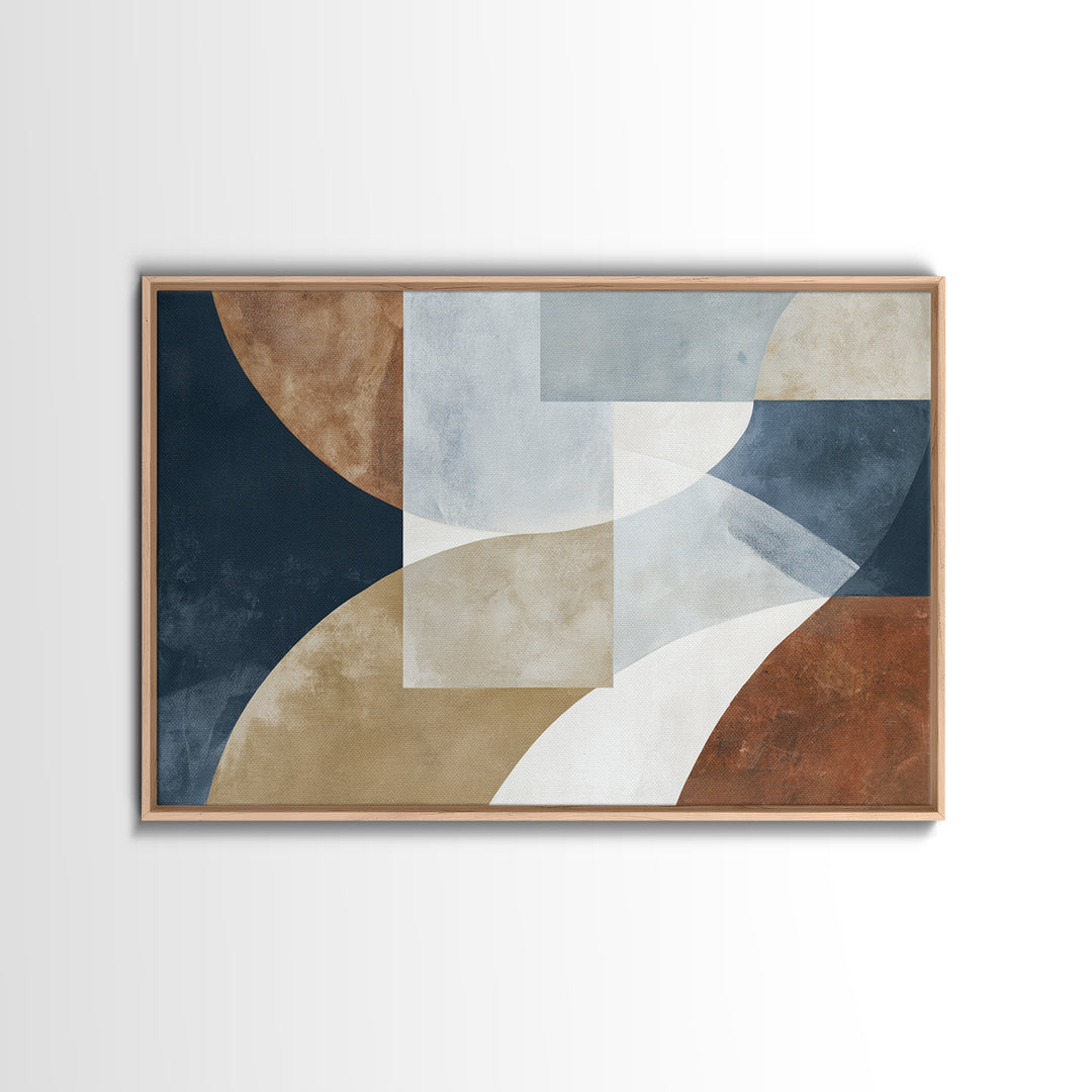 Modern Geometric Composition Framed Canvas Print, General Fine Art, Art Nouveau, Living Room Decor, Abstract Art, GEN-3x2-86