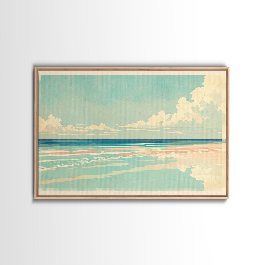 Coastal Water Study Framed Canvas Print, General Fine Art, Wall Hanging, Living Room Decor, Fine Art, Statement Artwork, GEN-3x2-9
