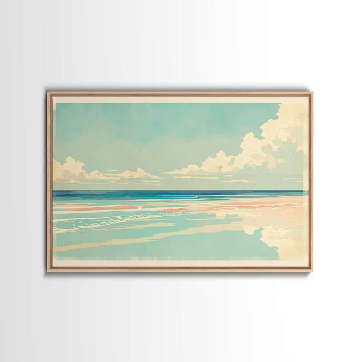 Coastal Water Study Framed Canvas Print, General Fine Art, Wall Hanging, Living Room Decor, Fine Art, Statement Artwork, GEN-3x2-9