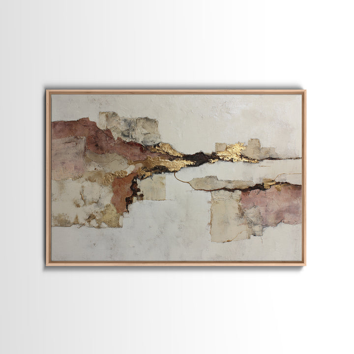 Earthy Plaster Texture Abstract Framed Canvas Print, General Fine Art, Canvas, Living Room Decor, Abstract Art, GEN-3x2-91