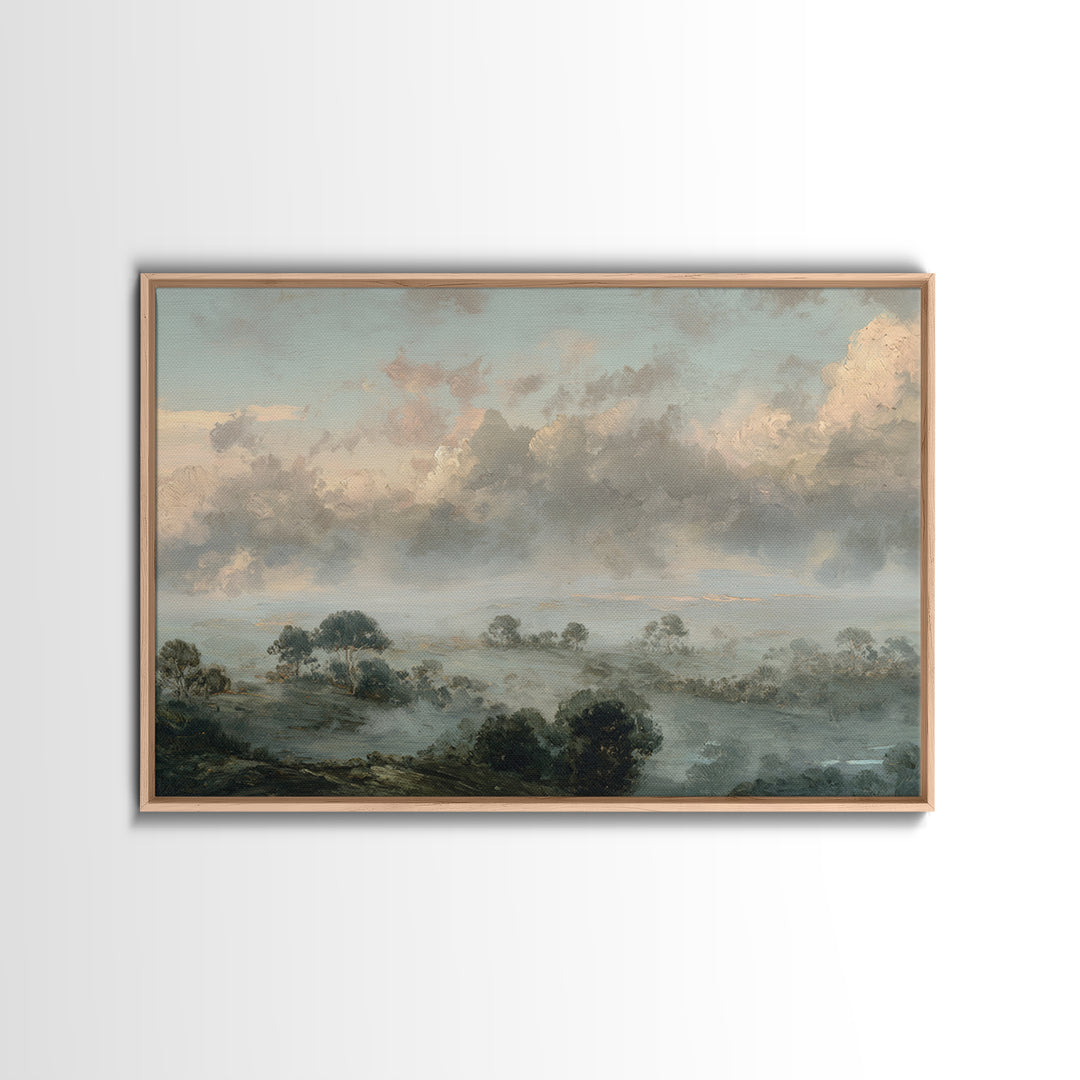 Romantic Cloudscape with Blush and Cream Tones Canvas Print, General Fine Art, Canvas Wall Art, Living Room Decor, Abstract Art, GEN-3x2-94