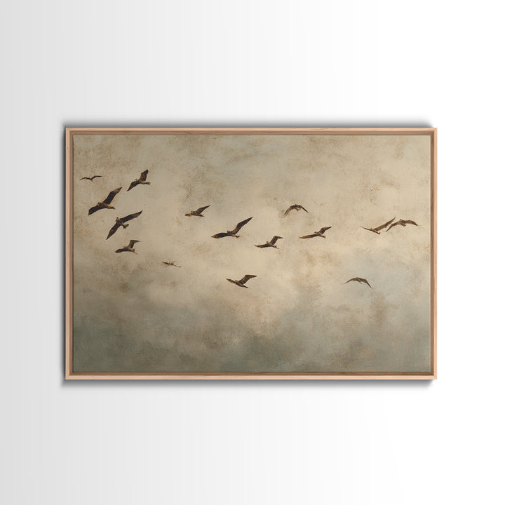 Minimal Birds in Flight over an Open Canvas Print, General Fine Art, Abstract Art, Living Room Decor, Fine Art, GEN-3x2-98