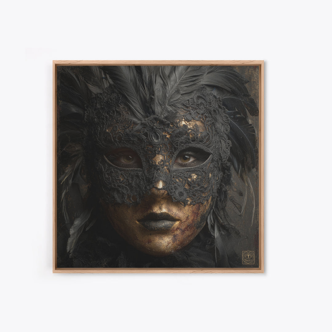 Phantom Ballroom Mask Framed Canvas Print, Gothic Art, Gothic Wallpaper, Living Room Decor, Watercolor Art, Gothic, GOT-1x1-24