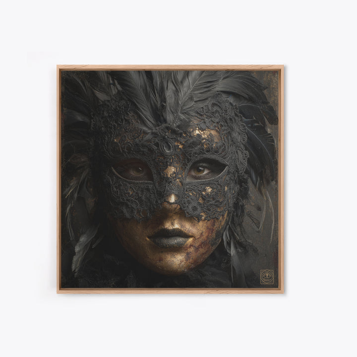 Phantom Ballroom Mask Framed Canvas Print, Gothic Art, Gothic Wallpaper, Living Room Decor, Watercolor Art, Gothic, GOT-1x1-24