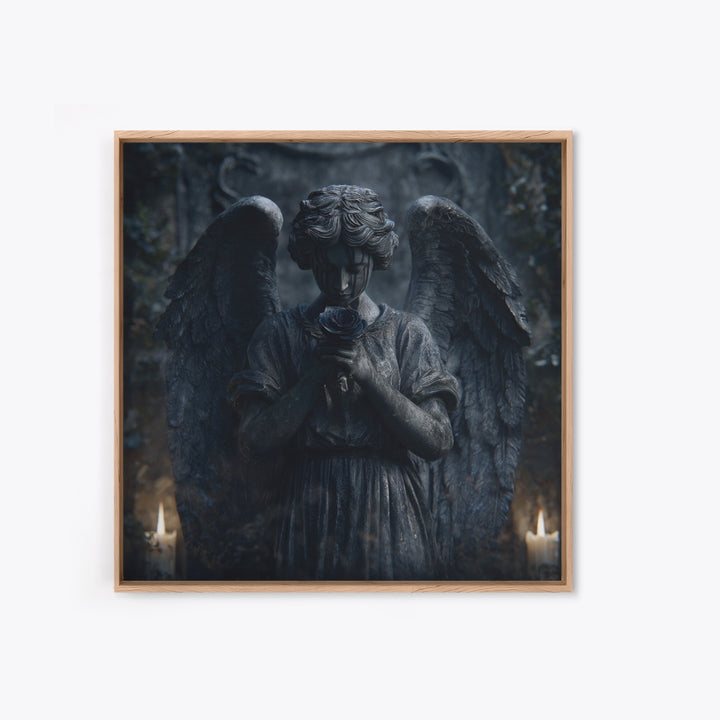 Weeping Angel Statue Framed Canvas Print, Gothic Art, Gothic Decor, Living Room Decor, Fine Art, Gothic, Canvas Painting, GOT-1x1-56
