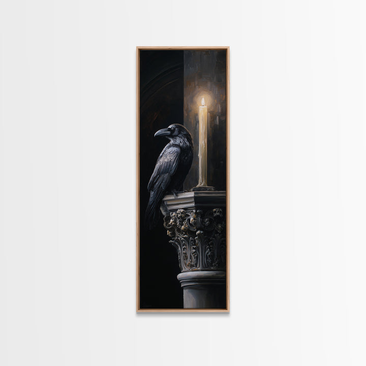 Raven on a Cathedral Gargoyle Canvas Print, Gothic Art, Fine Art Print, Living Room Decor, Fine Art, Gothic, Halloween Decor, GOT-1x3-13