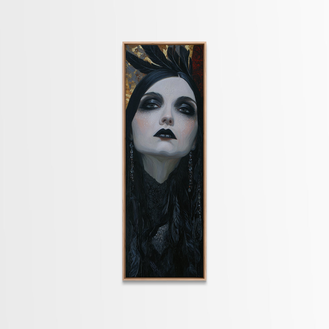 Vampire Inspired Portrait with Pale Skin and Canvas Print, Gothic Art, Canvas Painting, Living Room Decor, Fine Art, Gothic, GOT-1x3-22