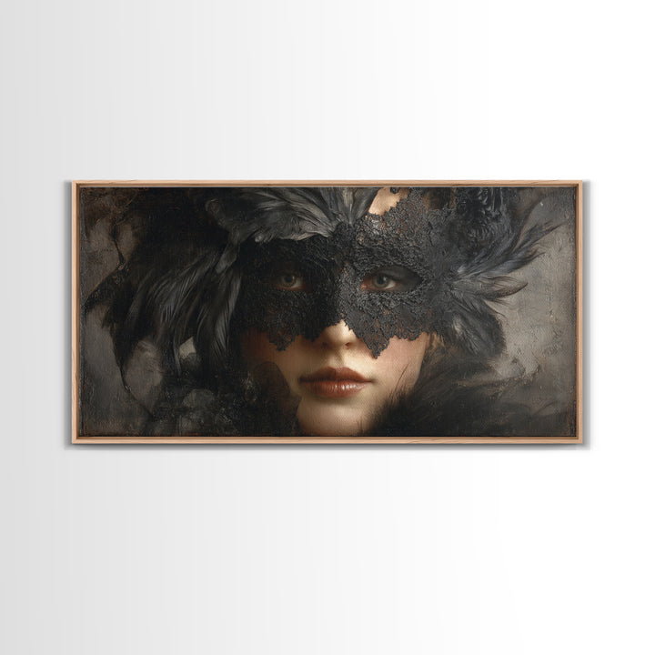 Phantom Ballroom Mask Framed Canvas Print, Gothic Art, Fine Art Print, Living Room Decor, Fine Art, Gothic, Halloween Decor, GOT-2x1-20
