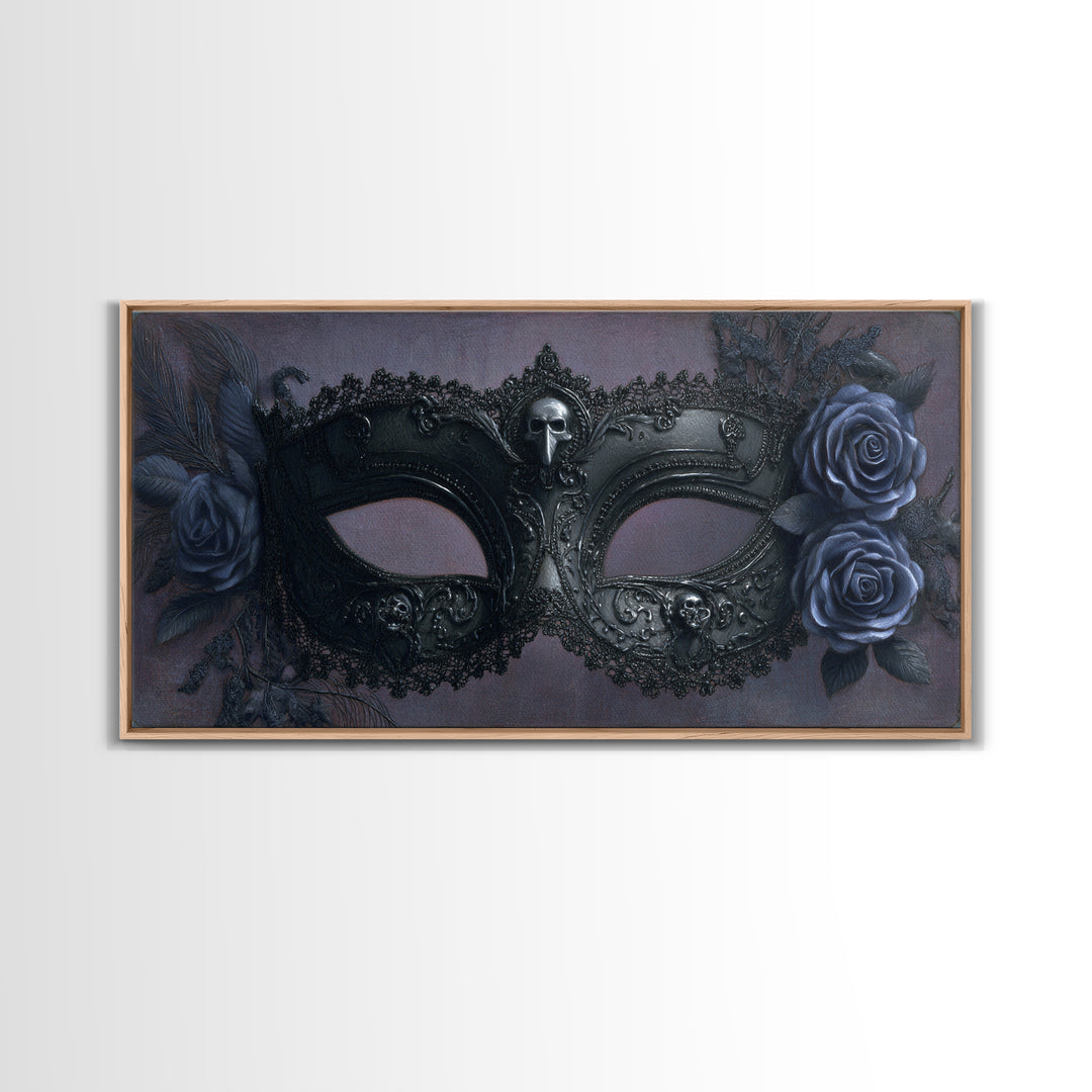 Phantom Ballroom Mask Canvas Print, Gothic Art, Textured Painting, Living Room Decor, Abstract Art, Gothic, Original Painting, GOT-2x1-44