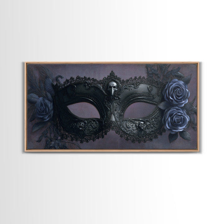 Phantom Ballroom Mask Canvas Print, Gothic Art, Textured Painting, Living Room Decor, Abstract Art, Gothic, Original Painting, GOT-2x1-44