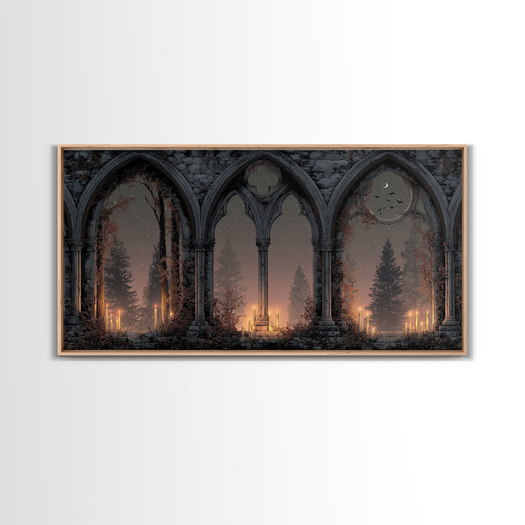Gothic Archway Filled Framed Canvas Print, Gothic Art, Gothic Home Decor, Living Room Decor, Gothic, Gothic Wall Decor, GOT-2x1-55