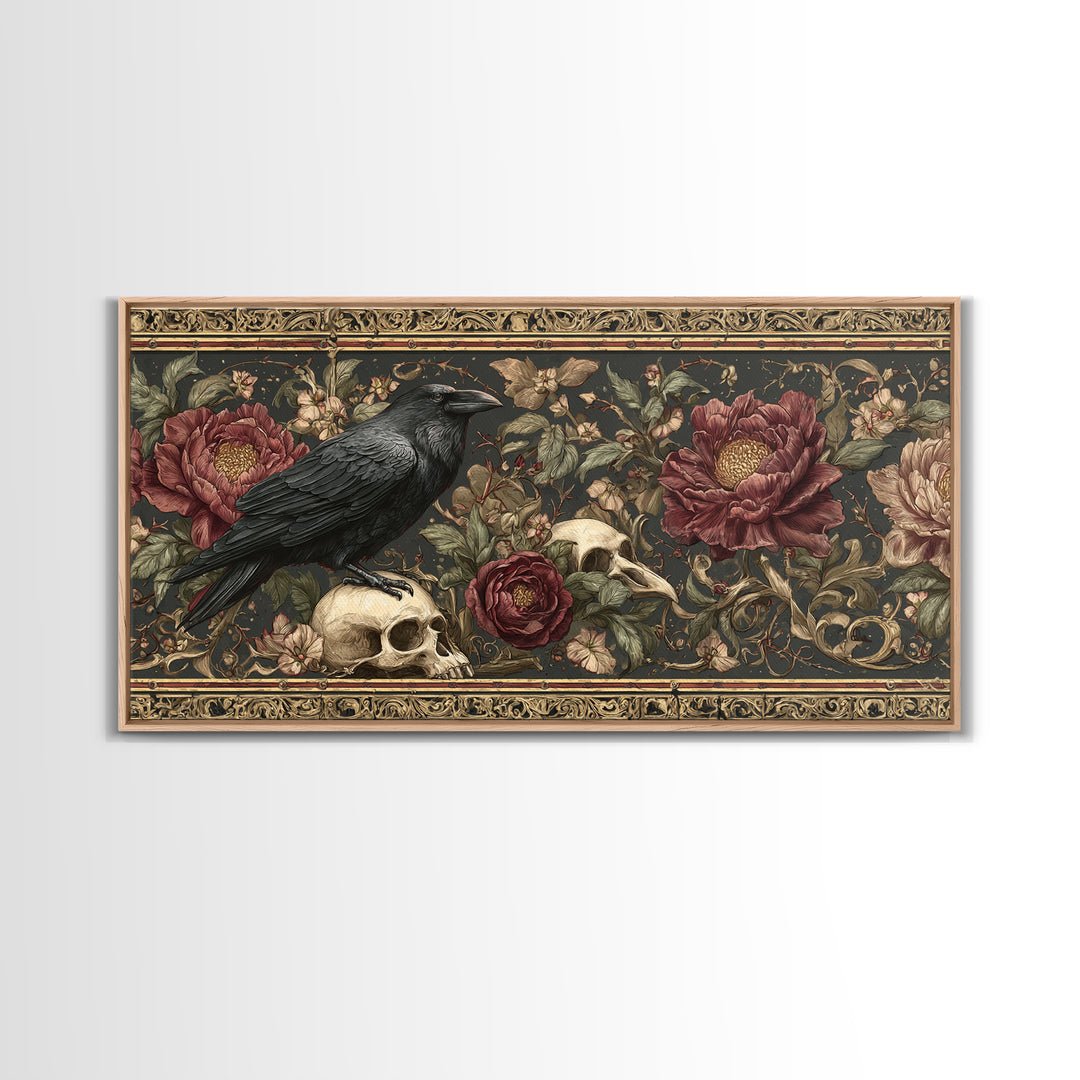 Medieval Illuminated Border Framed Canvas Print, Gothic Art, Whimsigoth Decor, Living Room Decor, Gothic, Witchy Home Decor, GOT-2x1-84
