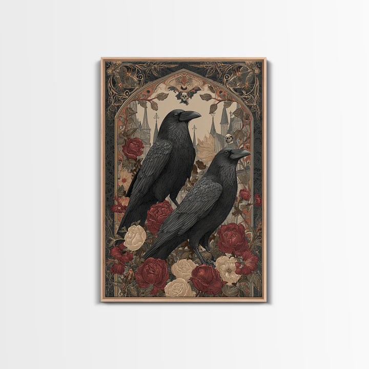 Medieval Illuminated Border Framed Canvas Print, Gothic Art, Dark Academia Art, Living Room Decor, Fine Art, Gothic, Boho Decor, GOT-2x3-24