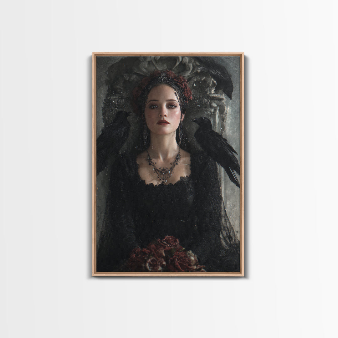Vampire Inspired Portrait with Pale Skin and Framed Canvas Print, Gothic Art, Gothic, Living Room Decor, Fine Art, Gothic, GOT-2x3-90