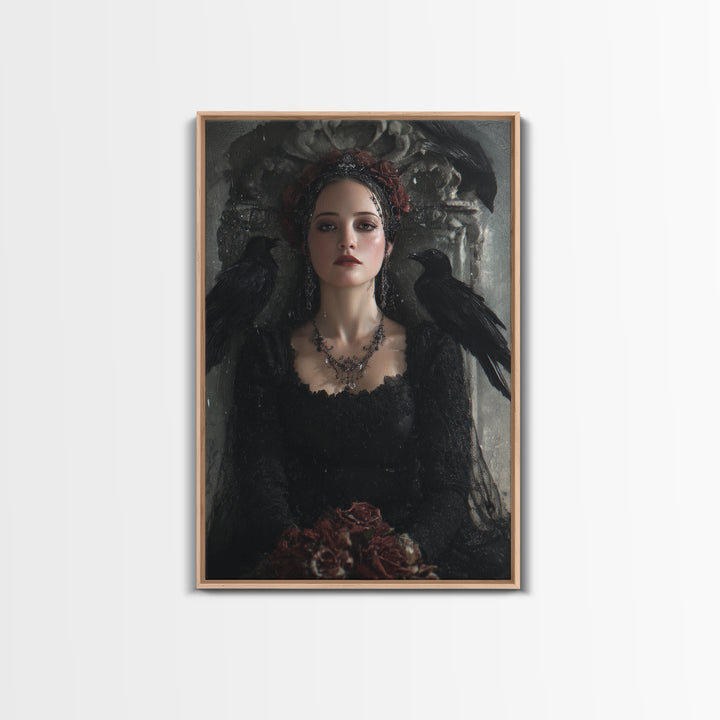 Vampire Inspired Portrait with Pale Skin and Framed Canvas Print, Gothic Art, Gothic, Living Room Decor, Fine Art, Gothic, GOT-2x3-90