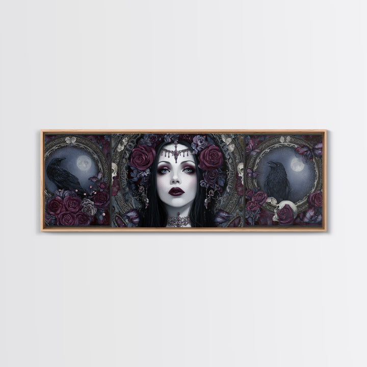 Vampire Inspired Portrait with Pale Skin and Canvas Print, Gothic Art, Canvas Painting, Living Room Decor, Fine Art, Gothic, GOT-3x1-98