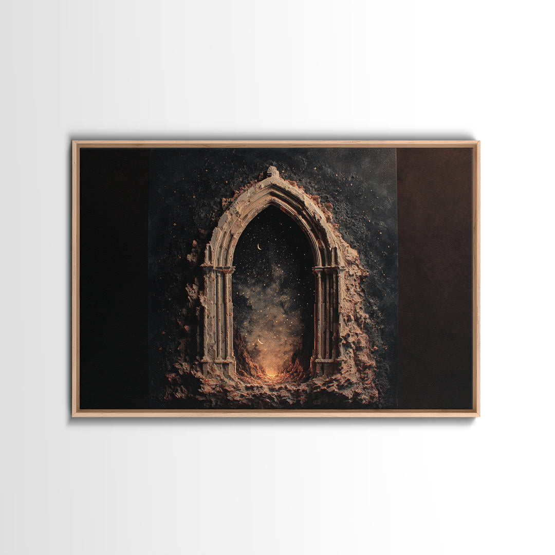 Gothic Archway Filled Framed Canvas Print, Gothic Art, Original Painting, Living Room Decor, Fine Art, Gothic, Canvas Painting, GOT-3x2-15