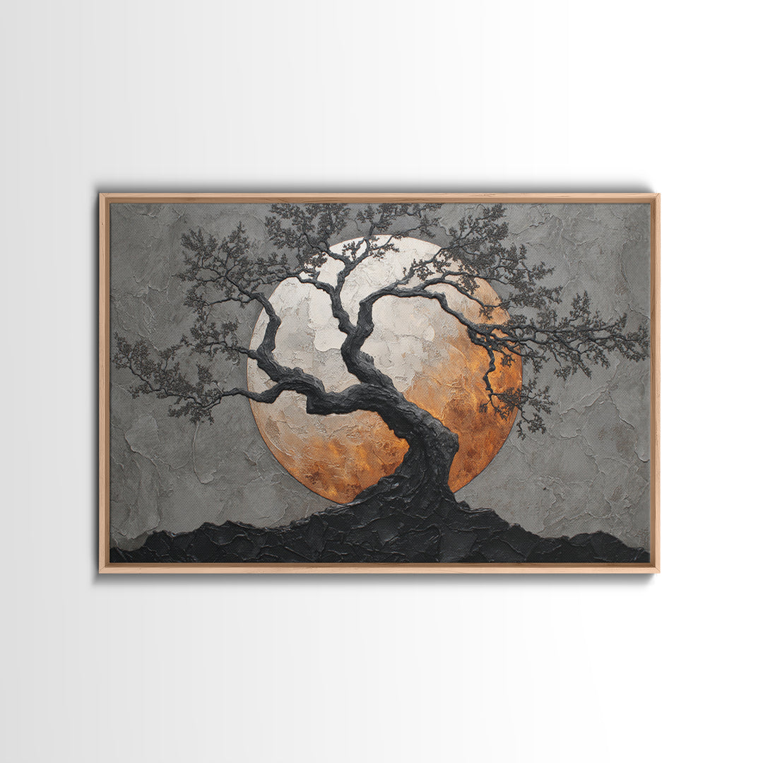 Silver Moon over Twisted Black Trees Canvas Print, Gothic Art, Living Room Decor, Oil Painting, Gothic, Modern Decor, GOT-3x2-37