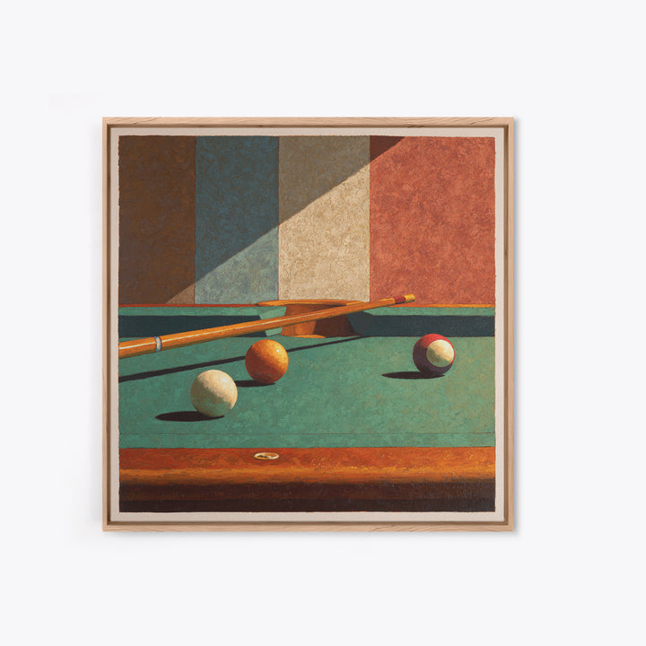 Pool Cue and Chalk on Green Felt Canvas Print, Game Room Art, Playroom Art, Game Room Decor, Fine Art, Play, Modern Decor, GRA-1x1-10