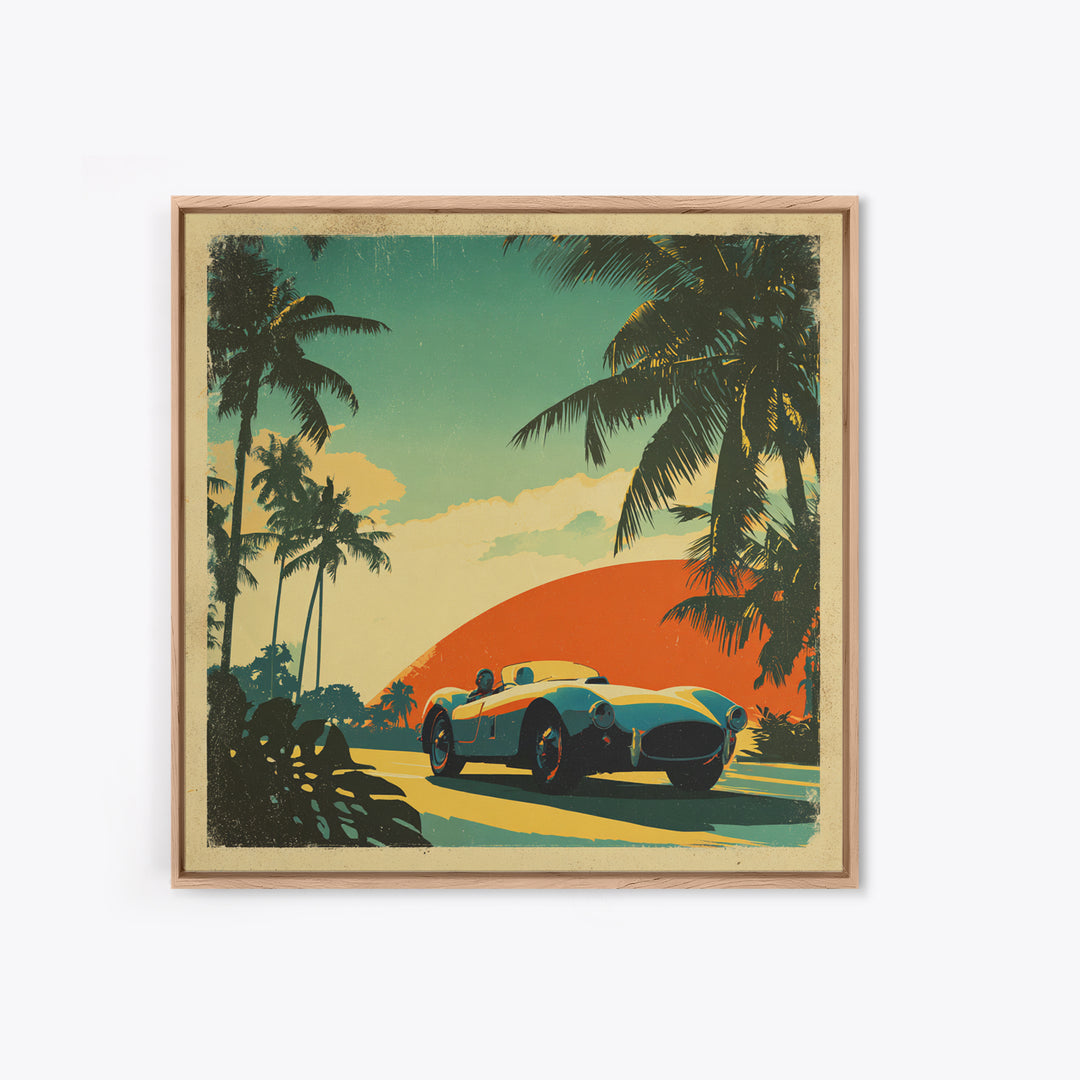 Retro Racing Car Game Poster Without Text Framed Canvas Print, Game Room Art, Printable Wall Art, Game Room Decor, Play, GRA-1x1-12