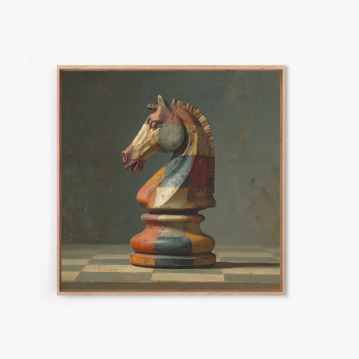 Chess Knight Piece Framed Canvas Print, Game Room Art, Fine Art Print, Game Room Decor, Fine Art, Play, Wall Decor, GRA-1x1-29