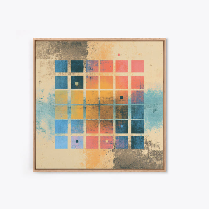 Neon Synthwave Grid Framed Canvas Print, Game Room Art, Whimsical Wall Art, Game Room Decor, Oil Painting, Play, GRA-1x1-37