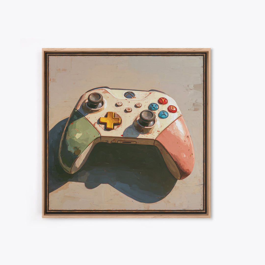 Old School Game Controller Canvas Print, Game Room Art, Girly Wall Art, Game Room Decor, Oil Painting, Play, Luxury Decor, GRA-1x1-54