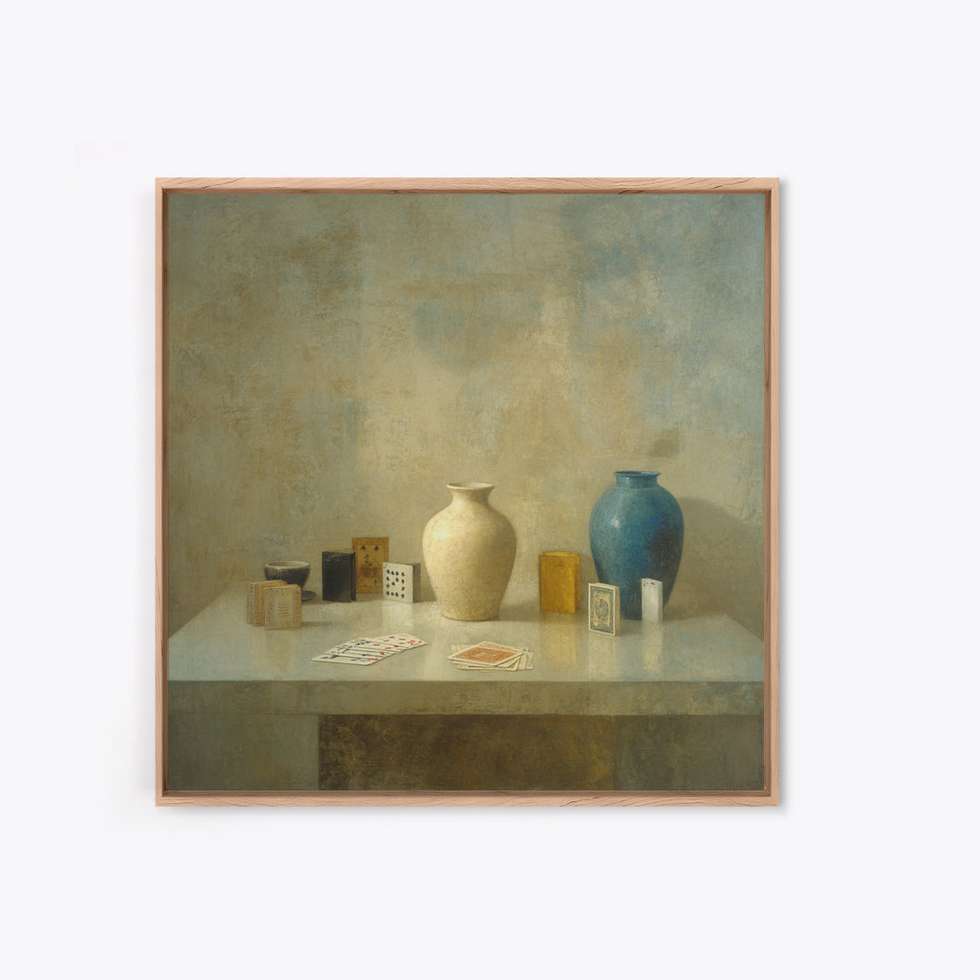 Blackjack Table Still Life Without Words Framed Canvas Print, Game Room Art, Playroom Wall Decor, Game Room Decor, Play, GRA-1x1-68
