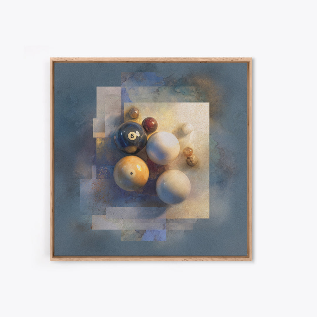 Billiards Eight Ball Framed Canvas Print, Game Room Art, Whimsical Wall Art, Game Room Decor, Fine Art, Play, Minimalist Decor, GRA-1x1-74