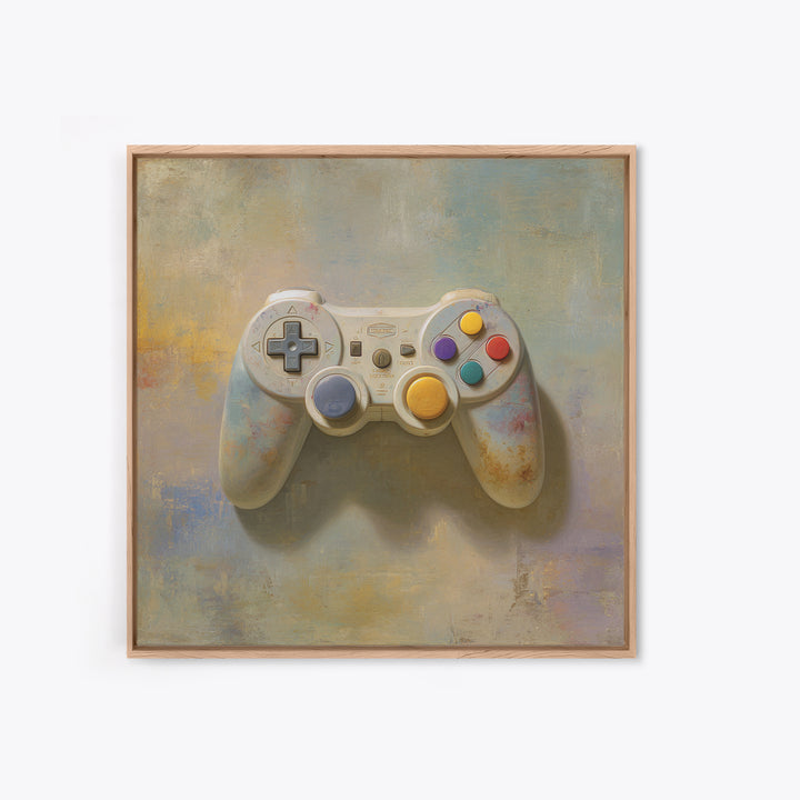 Old School Game Controller Framed Canvas Print, Game Room Art, Gallery Decor, Game Room Decor, Fine Art, Play, Contemporary Art, GRA-1x1-78