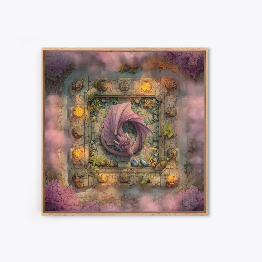 Fantasy Board Game Dragon Token Scene Framed Canvas Print, Game Room Art, Statement Artwork, Game Room Decor, Fine Art, Play, GRA-1x1-83