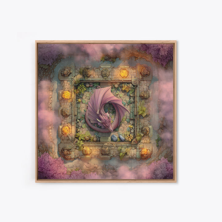 Fantasy Board Game Dragon Token Scene Framed Canvas Print, Game Room Art, Statement Artwork, Game Room Decor, Fine Art, Play, GRA-1x1-83