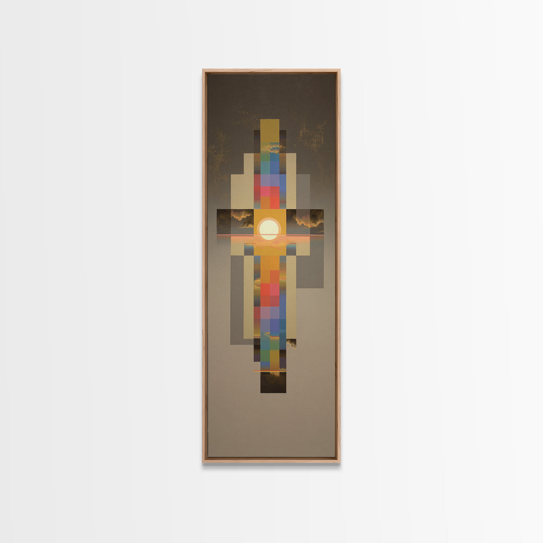 Arcade Spaceship Pixel Art Scene Framed Canvas Print, Game Room Art, Black Woman Art, Game Room Decor, Fine Art, Play, GRA-1x3-79