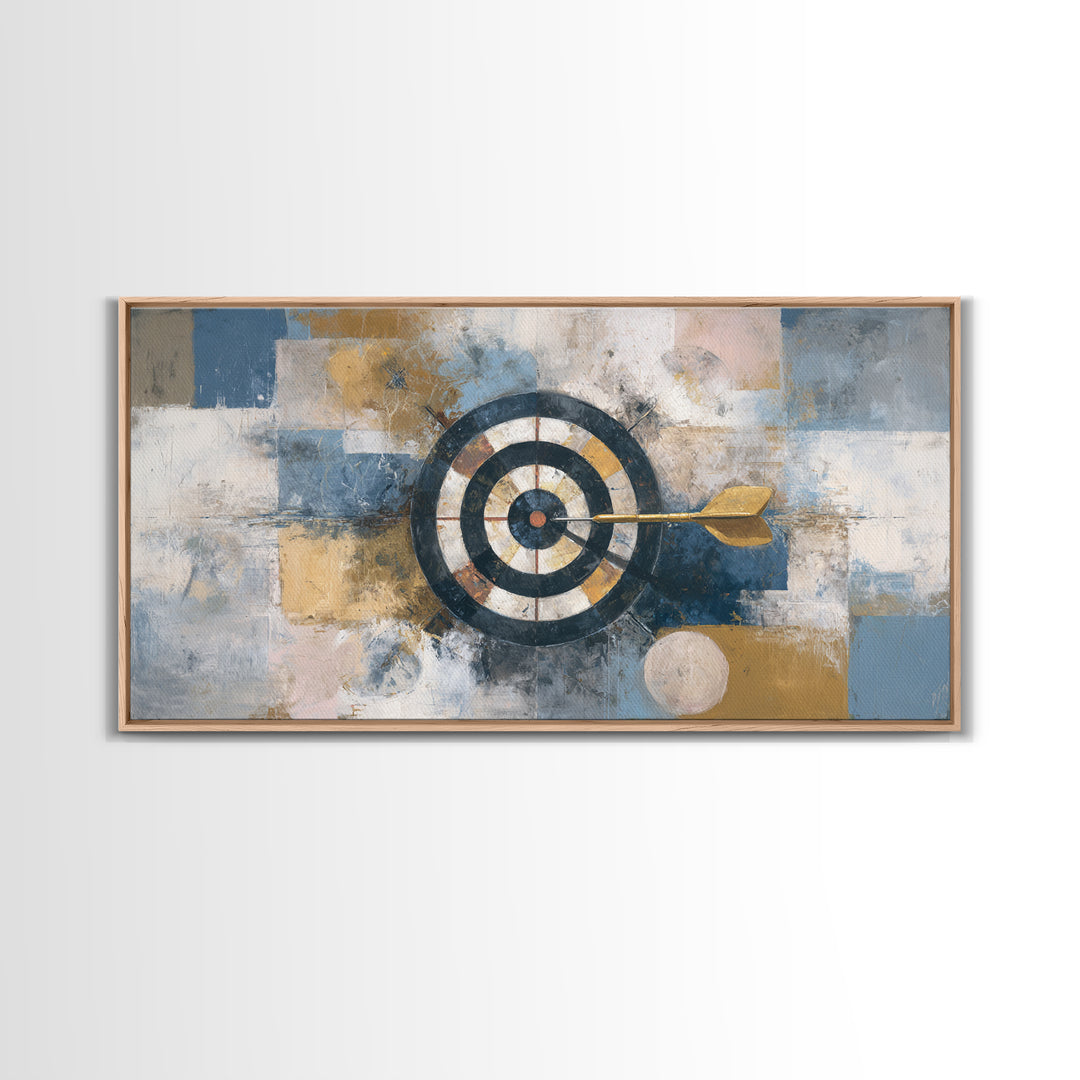 Dartboard Bullseye with Dynamic Motion Framed Canvas Print, Game Room Art, Pop Art, Game Room Decor, Play, Fine Art Print, GRA-2x1-100