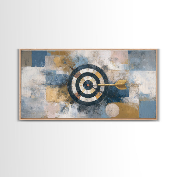Dartboard Bullseye with Dynamic Motion Framed Canvas Print, Game Room Art, Pop Art, Game Room Decor, Play, Fine Art Print, GRA-2x1-100