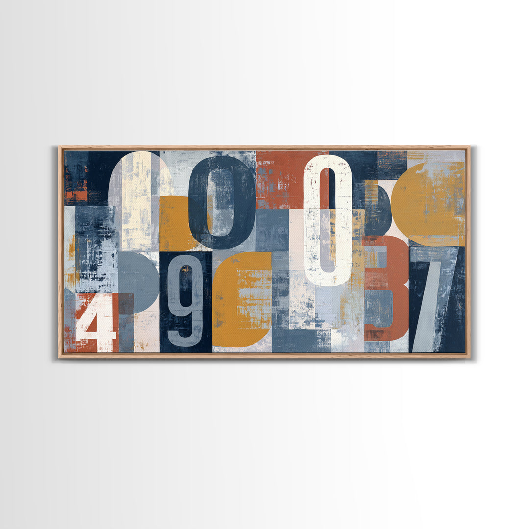 Scoreboard Numbers as Abstract Design Canvas Print, Game Room Art, Textured Painting, Game Room Decor, Fine Art, Play, GRA-2x1-44