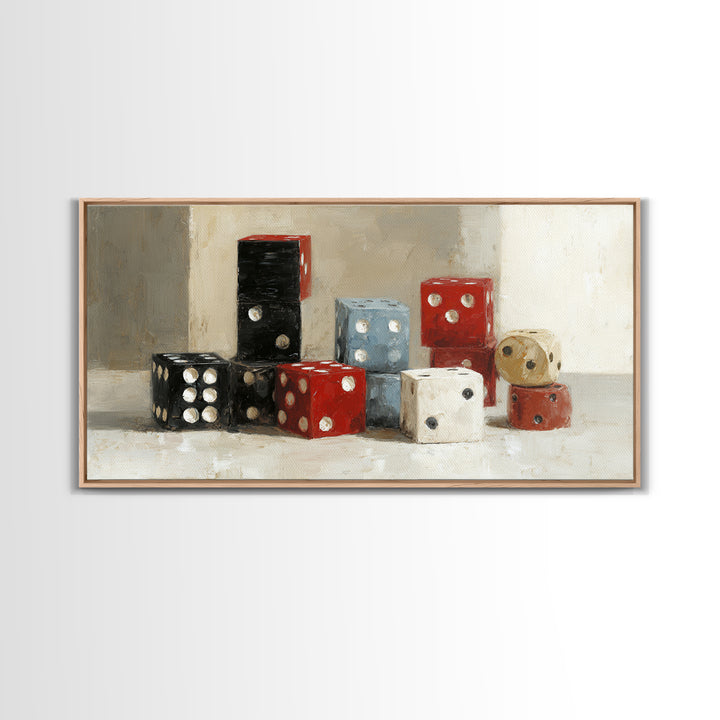 Playing Cards and Dice Canvas Print, Game Room Art, Canvas Print, Game Room Decor, Oil Painting, Play, Man Cave Decor, GRA-2x1-47