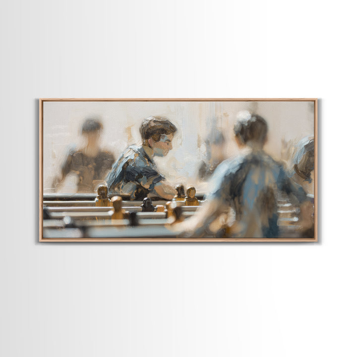 Foosball Player Figures Canvas Print, Game Room Art, Black Art, Game Room Decor, Oil Painting, Play, Playroom Art, Pop Art, GRA-2x1-53