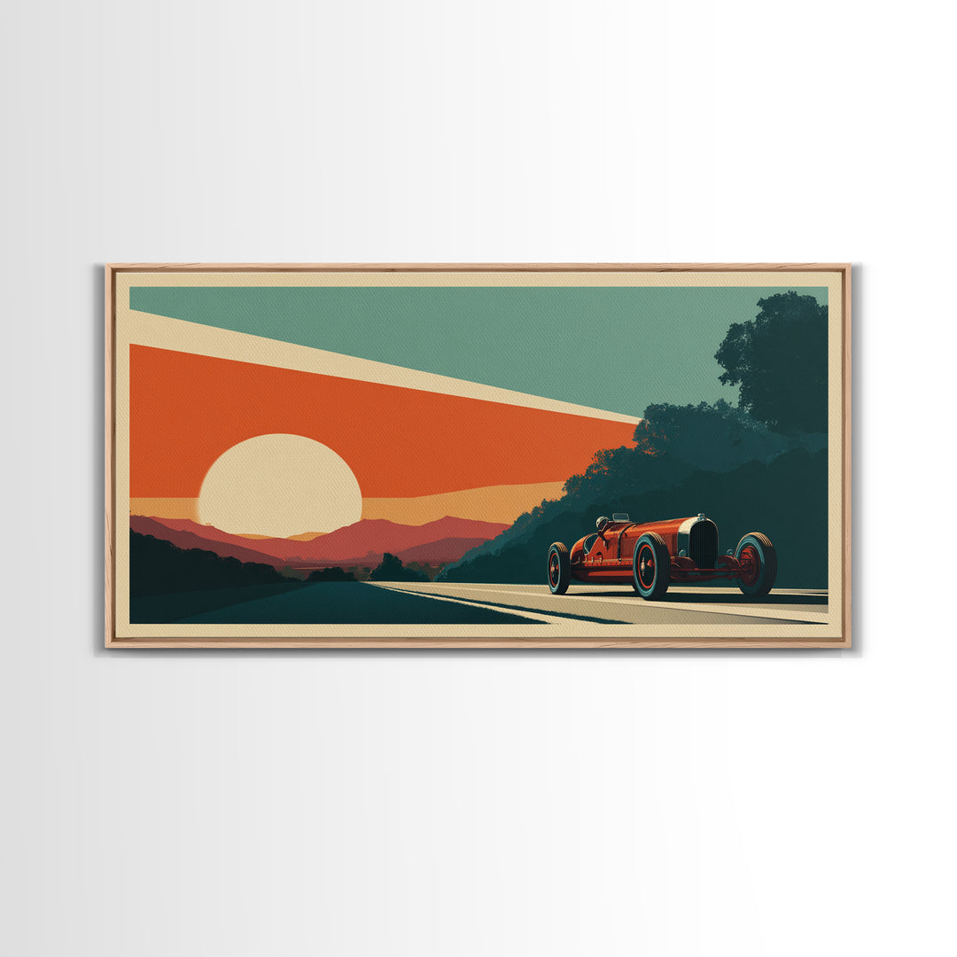 Retro Racing Car Game Poster Without Text Framed Canvas Print, Game Room Art, Original Art, Game Room Decor, Fine Art, Play, GRA-2x1-56