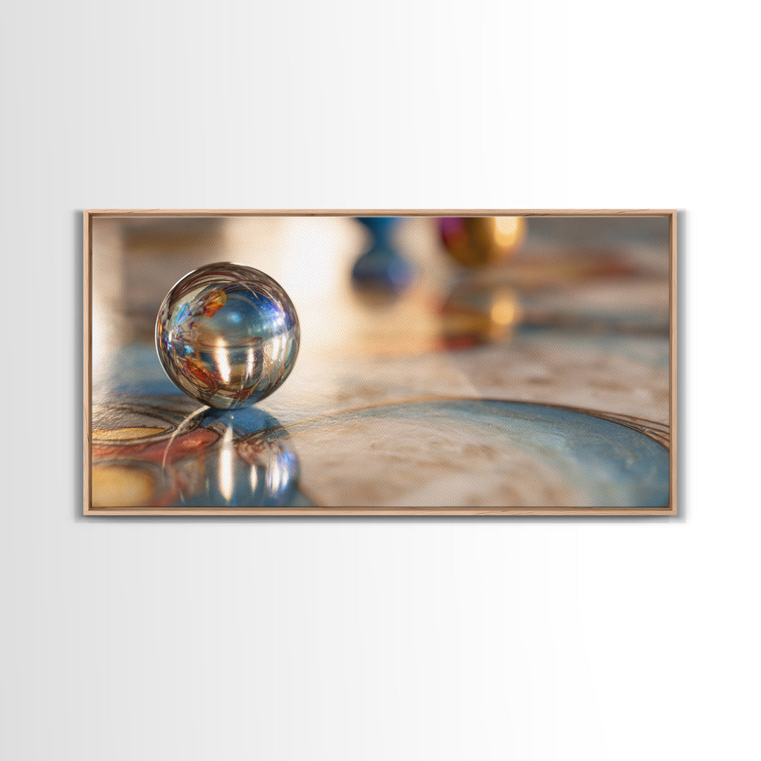 Pinball Silver Ball Framed Canvas Print, Game Room Art, Original Art, Game Room Decor, Abstract Art, Play, Trendy Wall Art, GRA-2x1-65