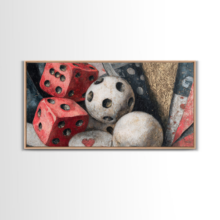 Playing Cards and Dice Canvas Print, Game Room Art, Unique Home Decor, Game Room Decor, Abstract Art, Play, Boho Decor, GRA-2x1-71