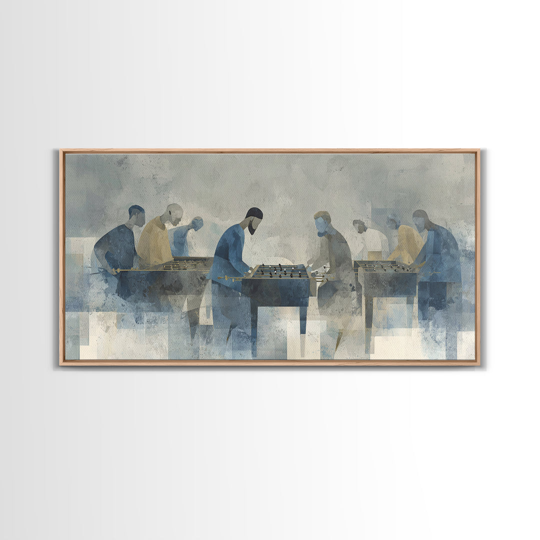 Foosball Player Figures Canvas Print, Game Room Art, Black Art, Game Room Decor, Oil Painting, Play, Playroom Art, Pop Art, GRA-2x1-77